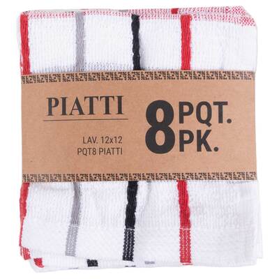 Piatti - Striped dishcloths, 12"x12", pk. of 8