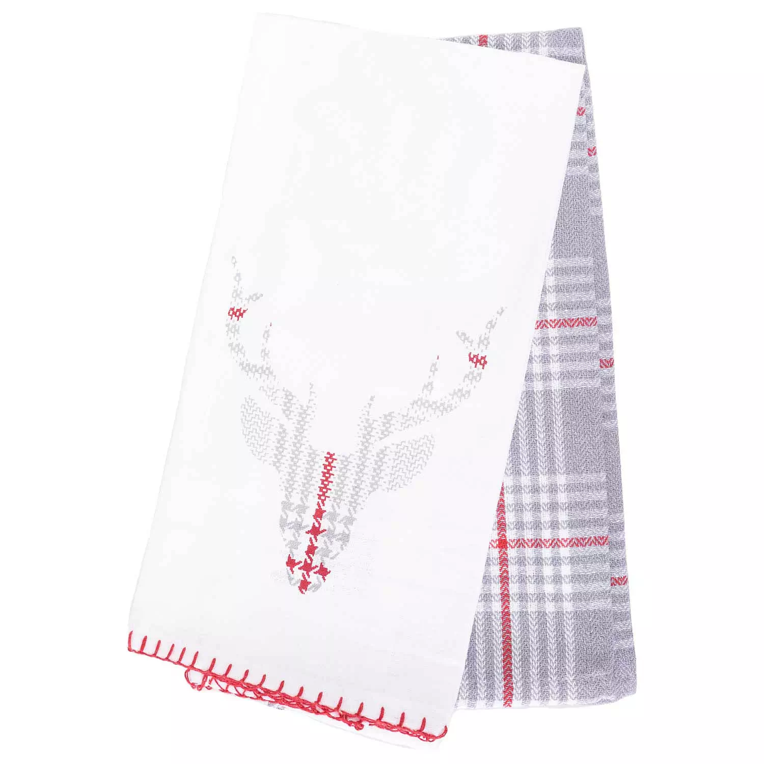 Plaid kitchen towels, pk. of 2, 18"x27", red lines