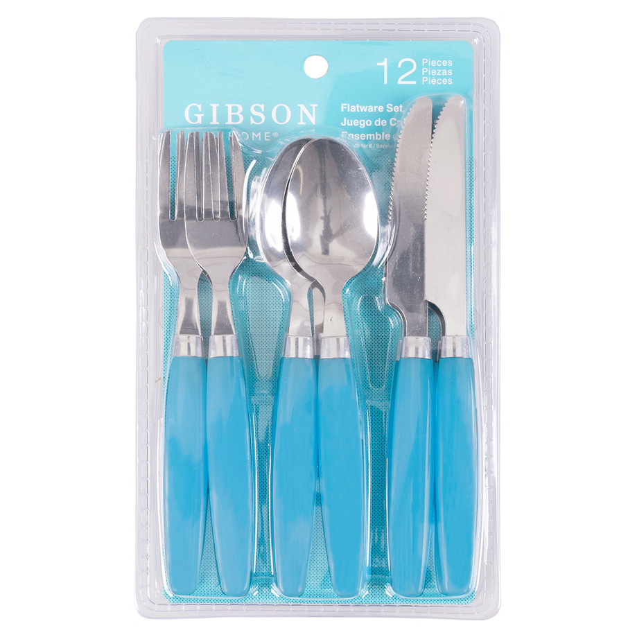 Plastic handle flatware set, 12 pcs