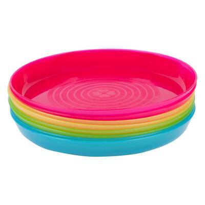 Plastic kids plates in assorted colors, set of 8