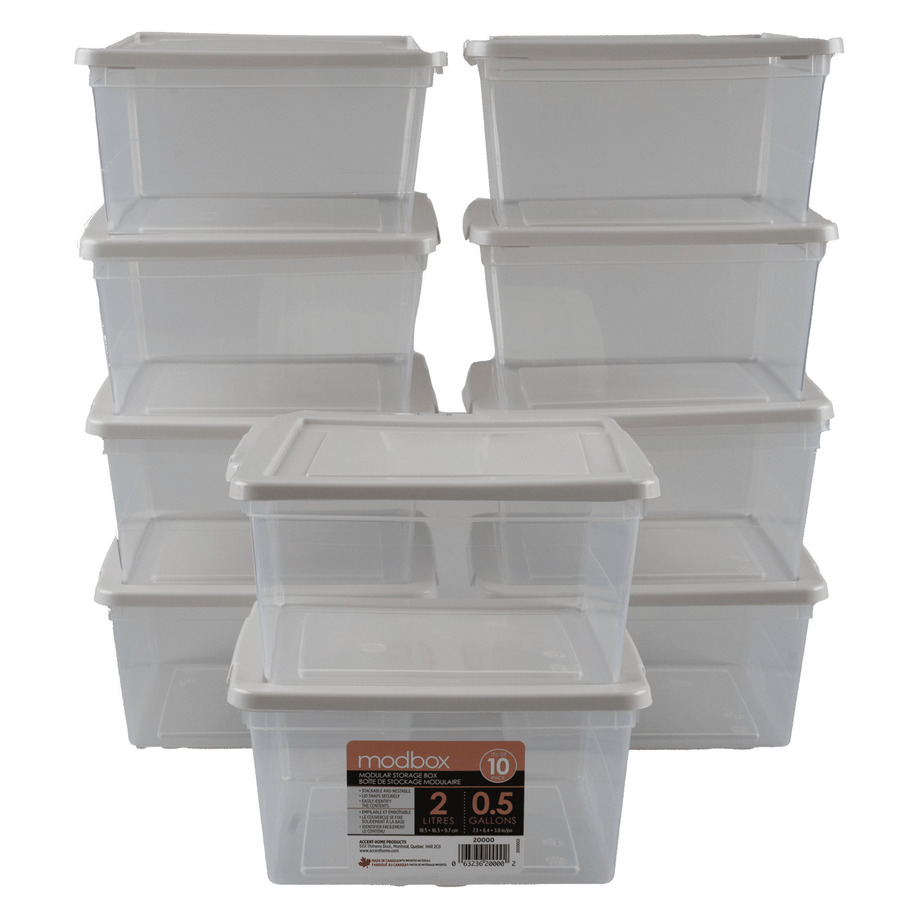 Plastic storage containers, pk. of 10