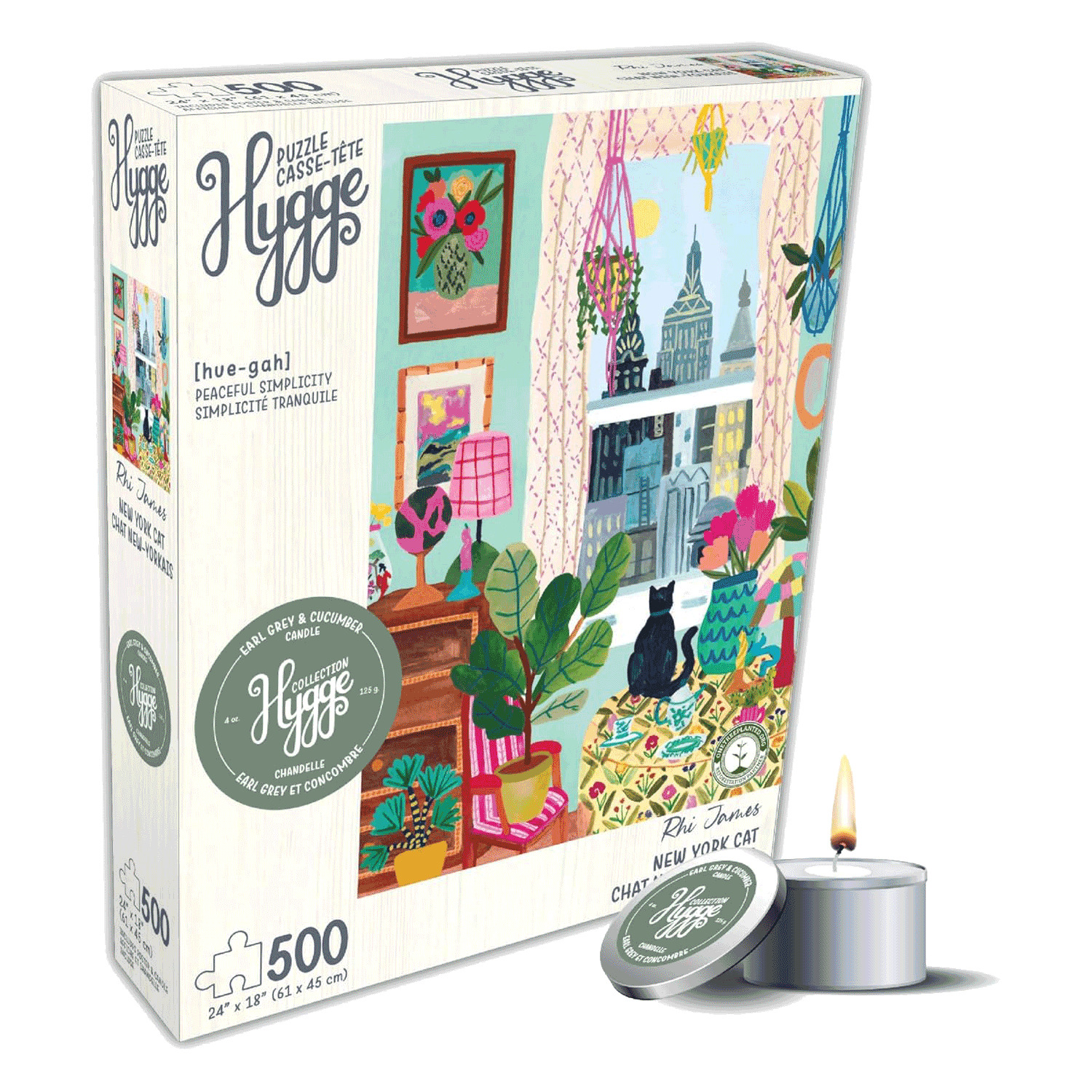 Playview - Puzzle with candle - Rhi James - New York Cat, 500 pcs