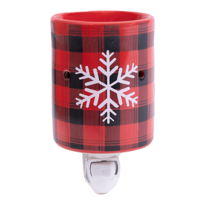 Pluggable holiday wax warmer giftset - red buffalo plaid  - 3 scents included