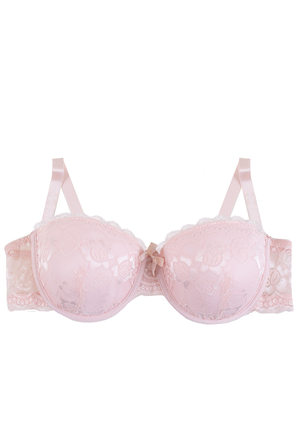 Dim Sublim Lace nude pink push-up balconette bra