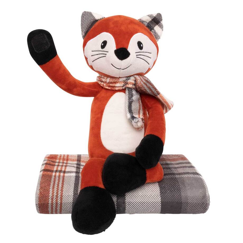 Plush & blanket set, 50"x60" - Rustic fox