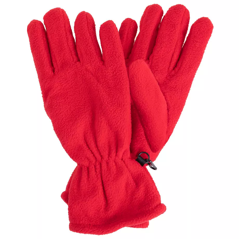 Polar fleece gloves, red
