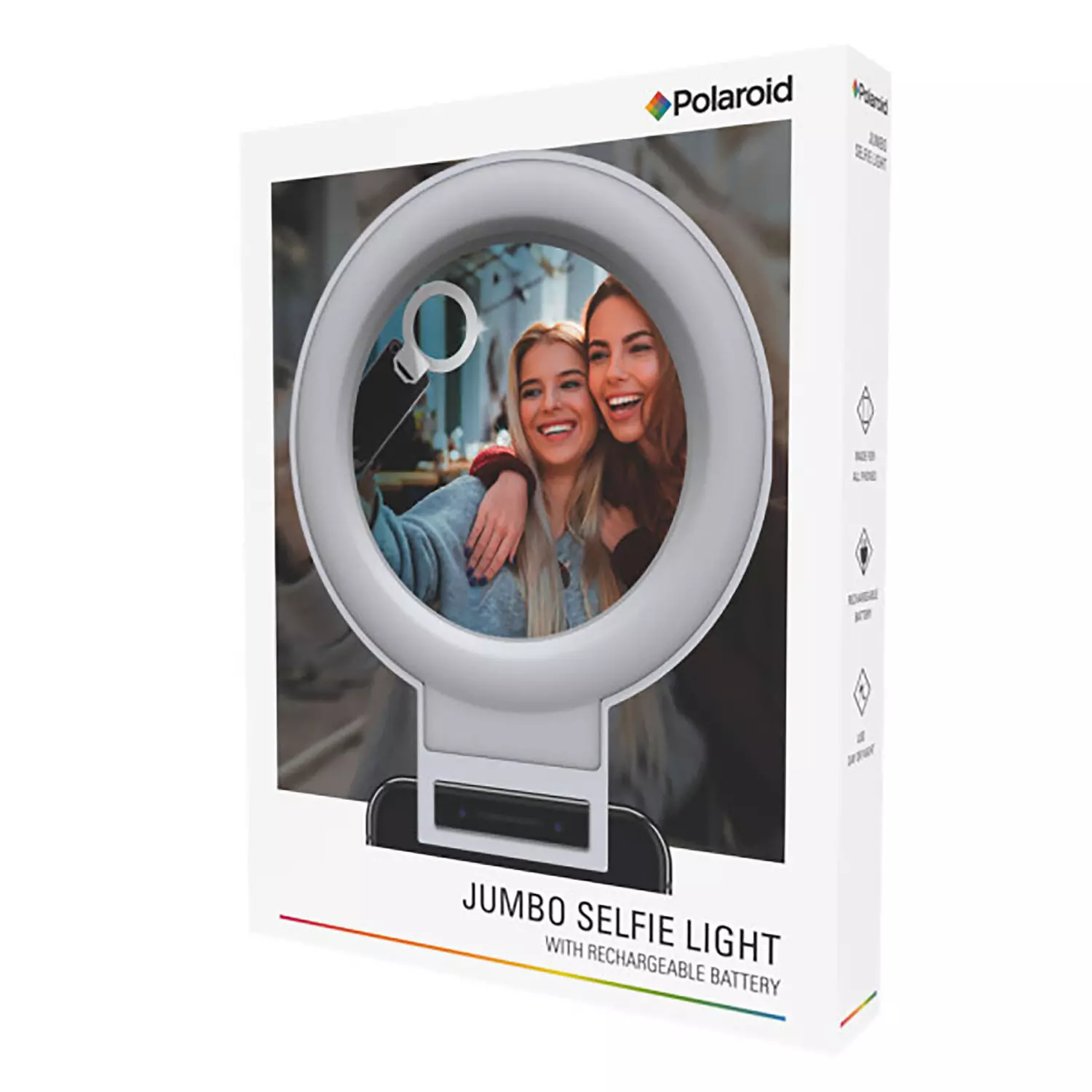 Polaroid - Selfie Jumbo Led Ring Light With Rechargeable Battery. Colour:  White | Rossy