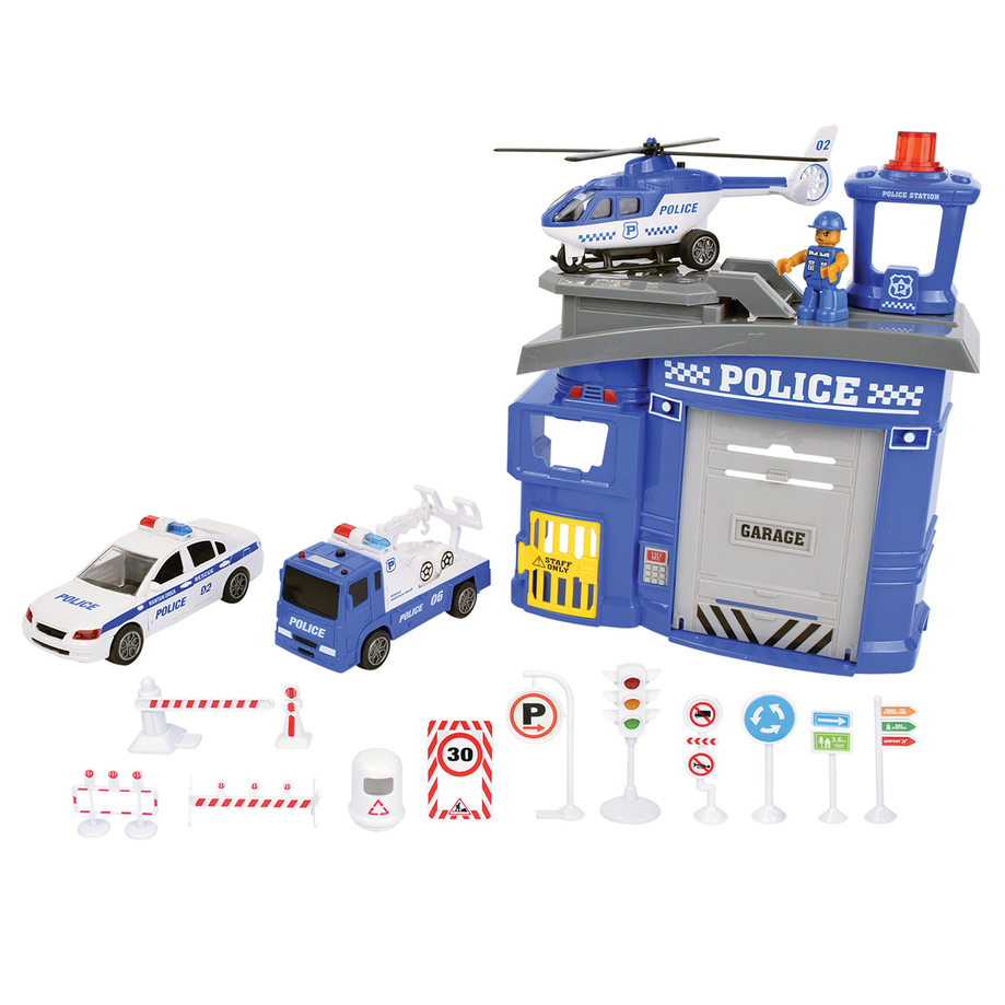 Police station emergency rescue playset with 3 cars