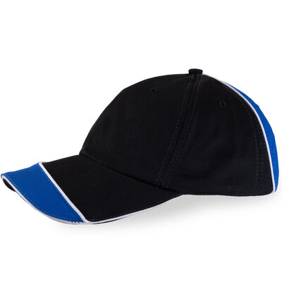 Polycotton cap with double contrast trim and piping