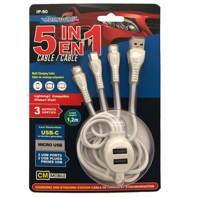 PowerDEL - C&acirc;ble de recharge polyvalent 5-en-1