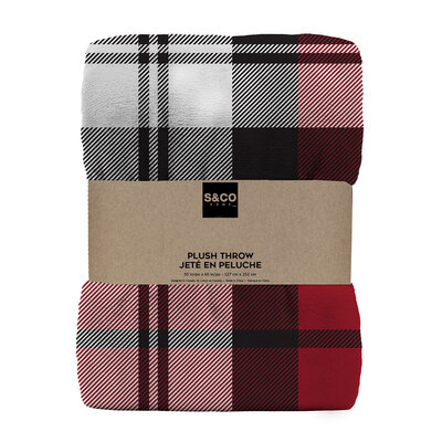 Premium plush throw blanket, 50"x60" - Winter plaid