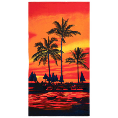 Premium ultra soft velour beach towel - Poolside sunset