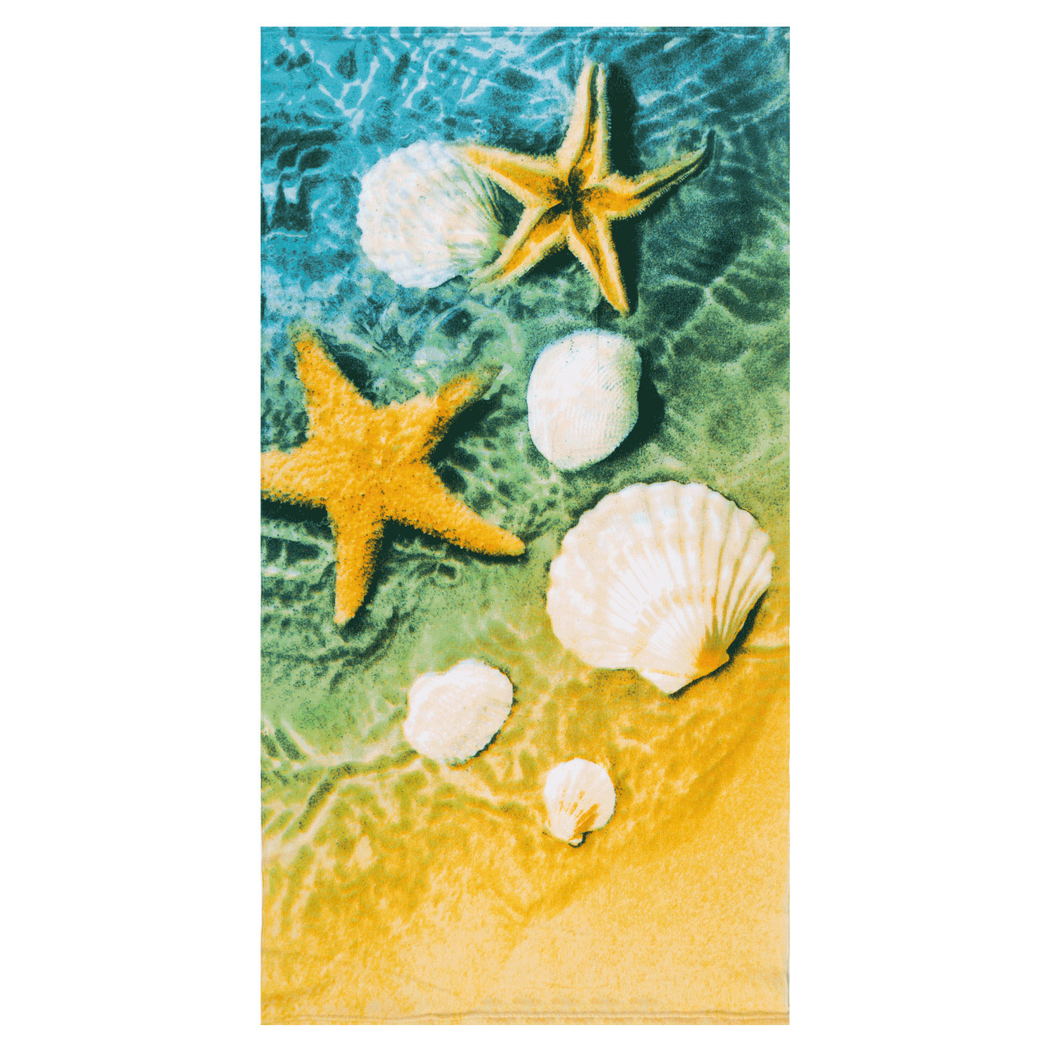 Premium ultra soft velour beach towel - Seashells & starfish