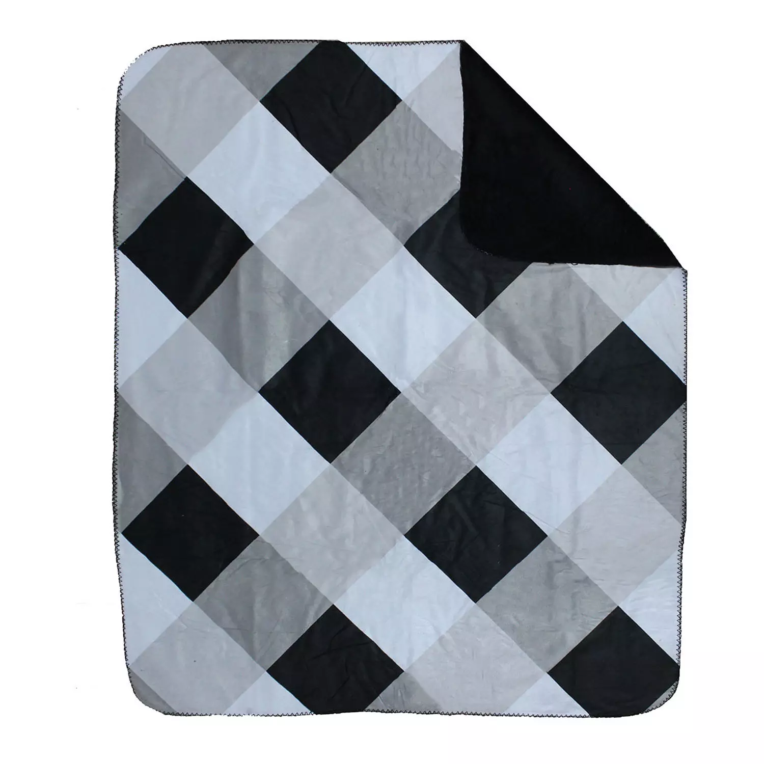 Printed checkered throw, 50"x60", black