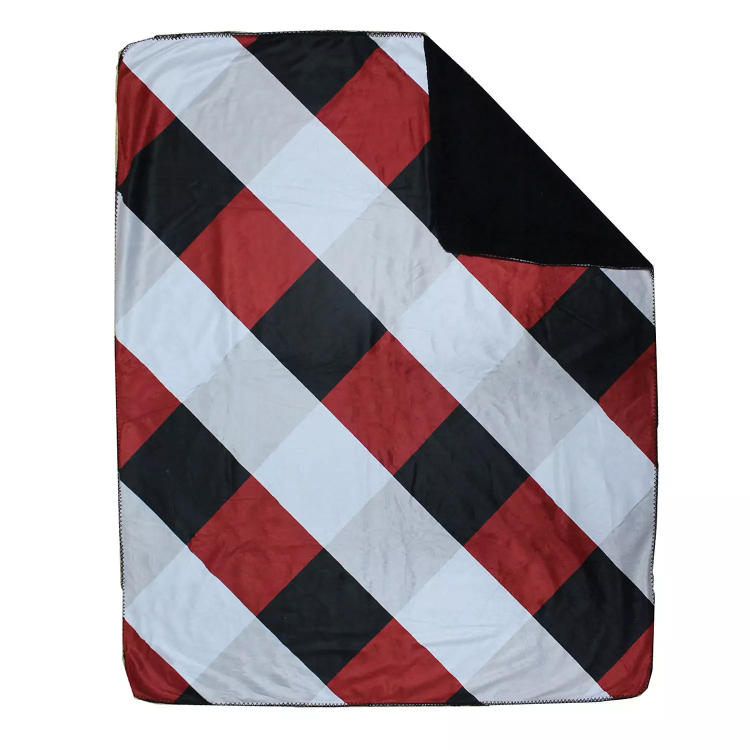 Printed checkered throw, 50"x60", red