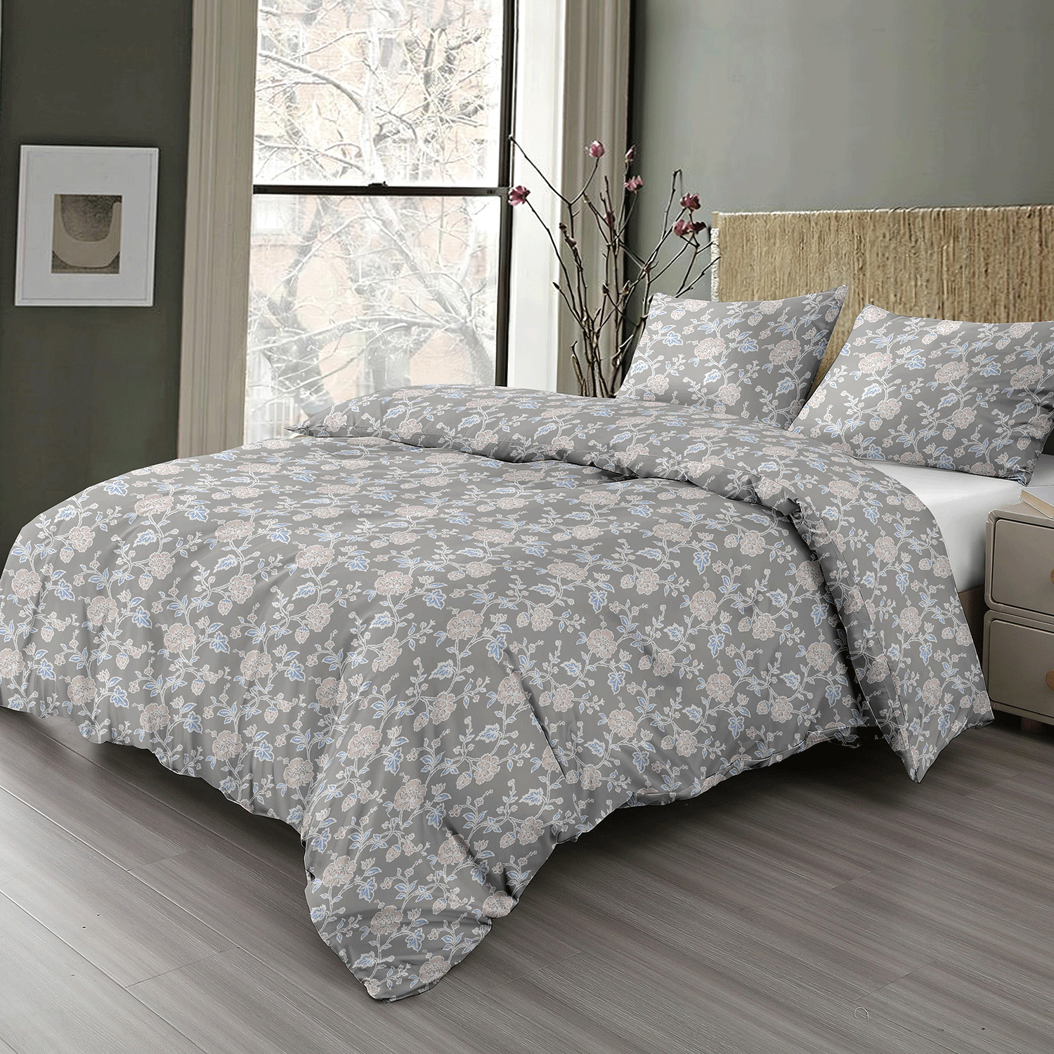 Printed comforter set, Misty blossom
