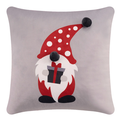Printed cushion with 3D elements, 17"x17" - Christmas gnome