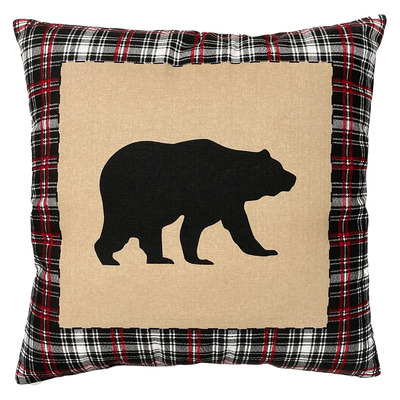 Printed decorative cushion, 16"x16" - Black bear
