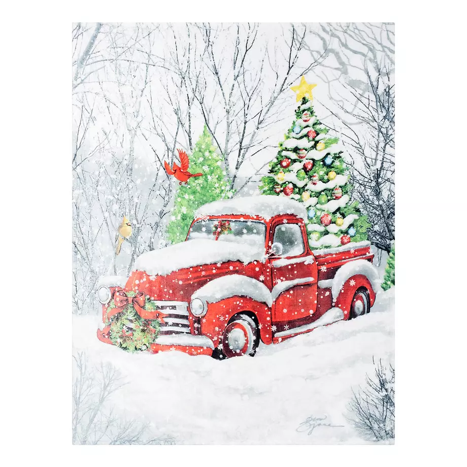 Printed micro mink throw, red pickup truck, 48"x60"