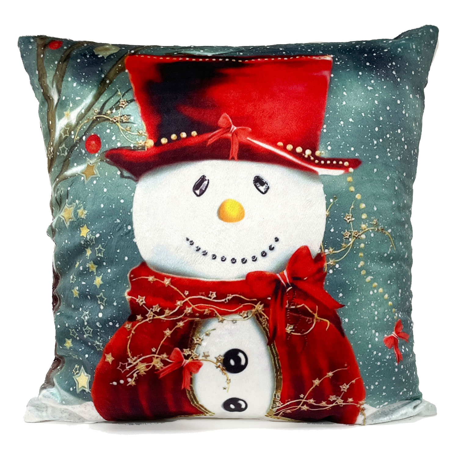 Printed photoreal cushion, 17"x17" - Christmas snowman