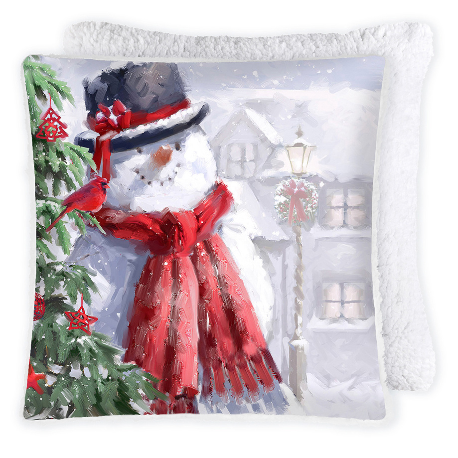 Printed photoreal cushion, 17"x17" - Snowman