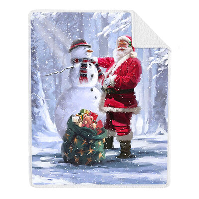 Printed photoreal throw with sherpa backing, 48"x60" - Santa Claus