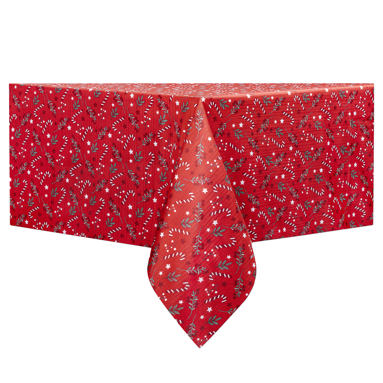 Printed textured fabric tablecloth - Candy Cannes