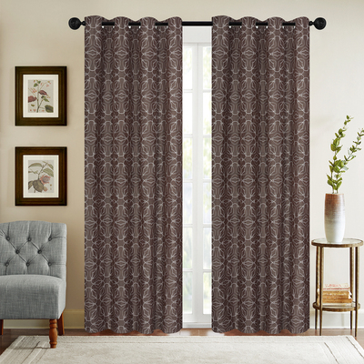 PRISMO - Woven jacquard panel with metal grommets, 54"x84" - Coffee