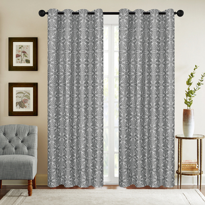 PRISMO - Woven jacquard panel with metal grommets, 54"x84" - Light grey