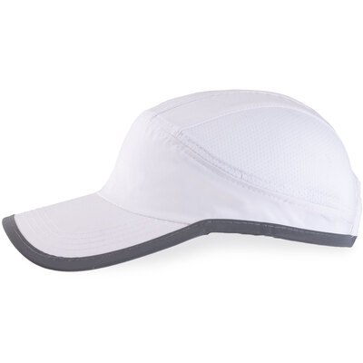 Quick drying running cap with reflective binding