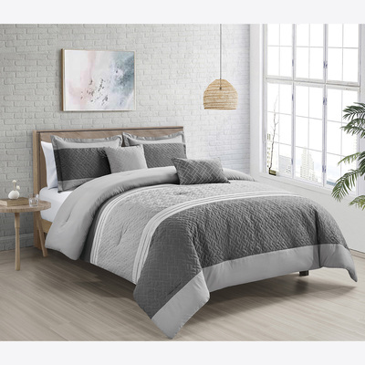 Quilted comforter set, 5 pcs - Shades of grey