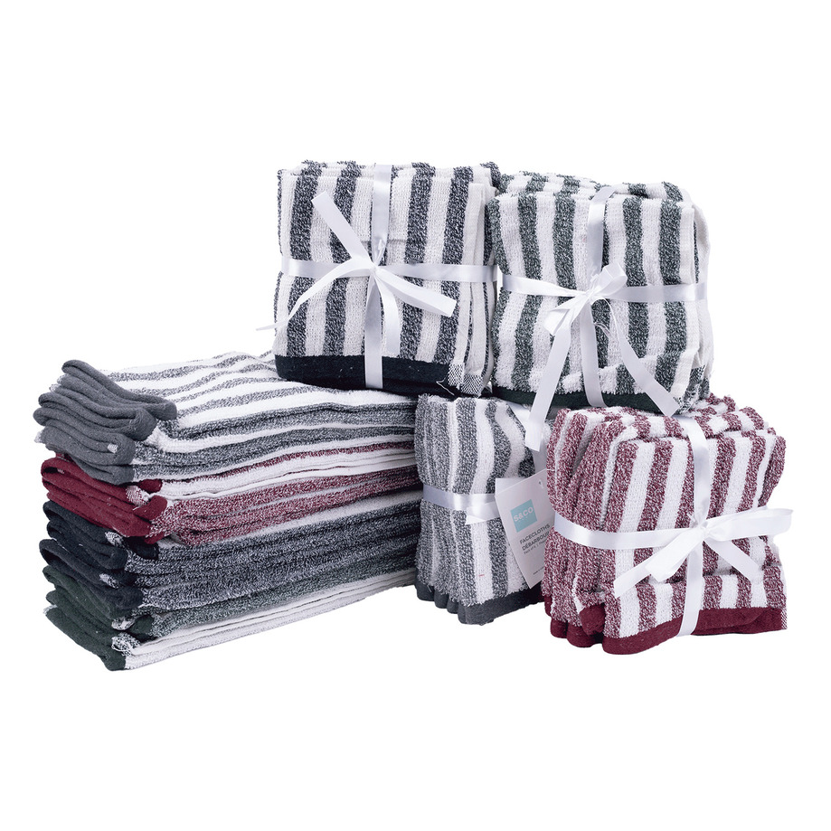 RAYEE Collection - Striped textured facecloths, pk. of 6