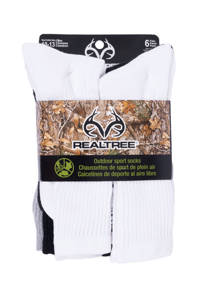 Realtree - Chaussettes de sport à coupe mi-mollet pour l'extérieur - 6 paires