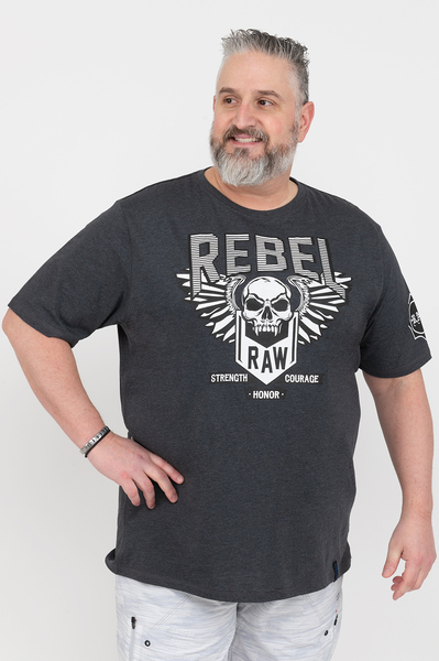 Rebel Raw, short sleeve graphic t-shirt - Charcoal - Plus Size