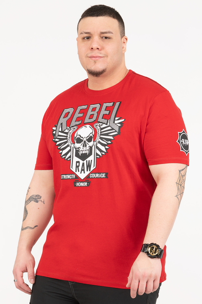 Rebel Raw, t-shirt graphique à manches courtes - Rouge - Taille plus