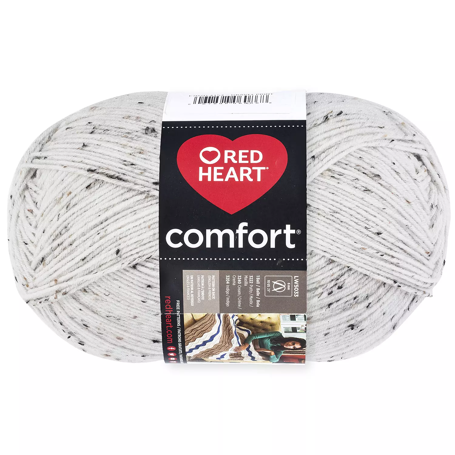 Red Heart Comfort - Fil, cr&egrave;me mouchet&eacute;e
