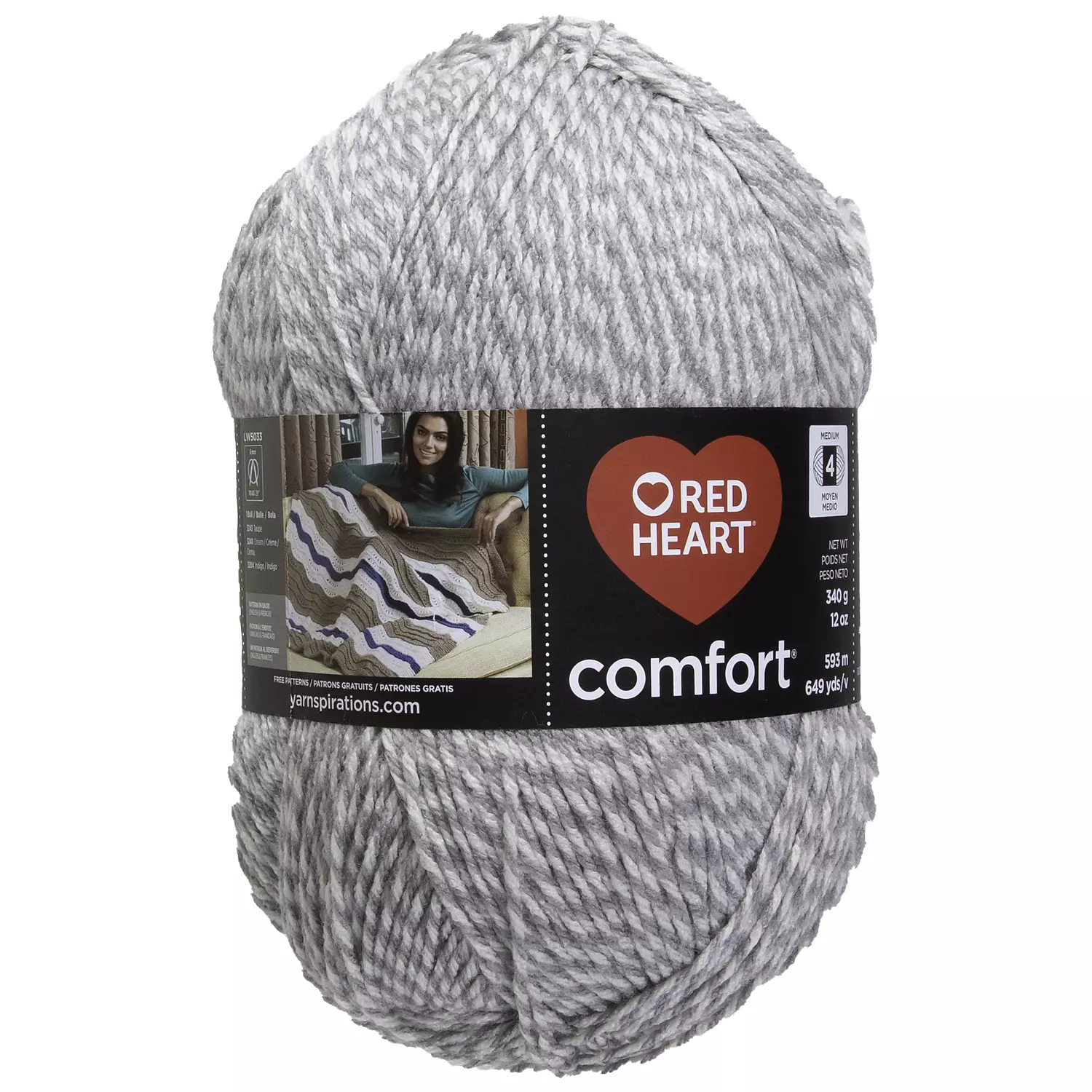 Red Heart Comfort - Fil, marbré gris