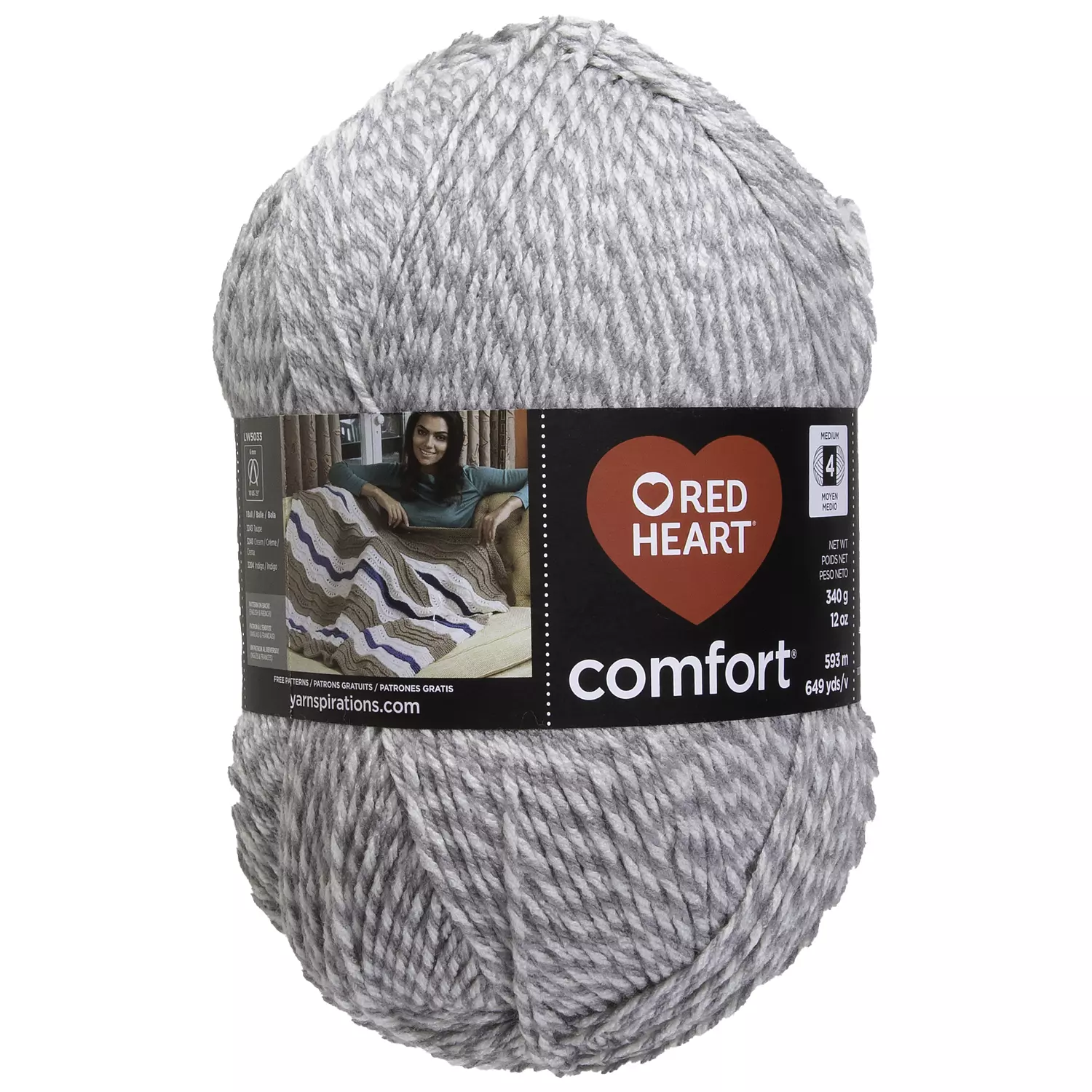 Red Heart Comfort - Fil, marbr&eacute; gris