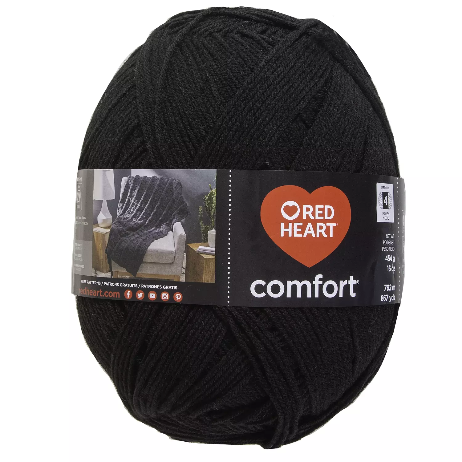Red Heart Comfort - Fil, noir