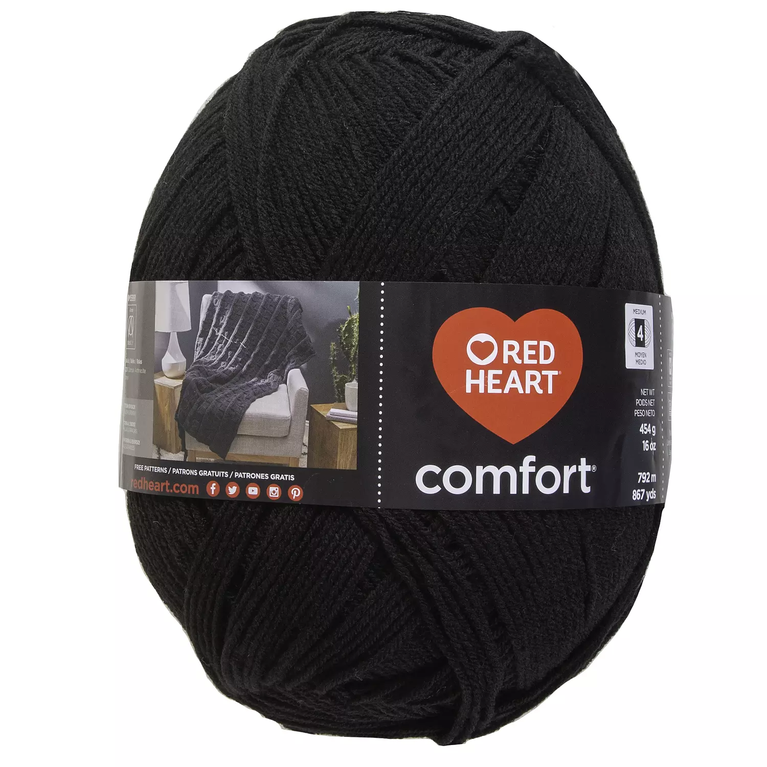 Red Heart Comfort - Yarn, black
