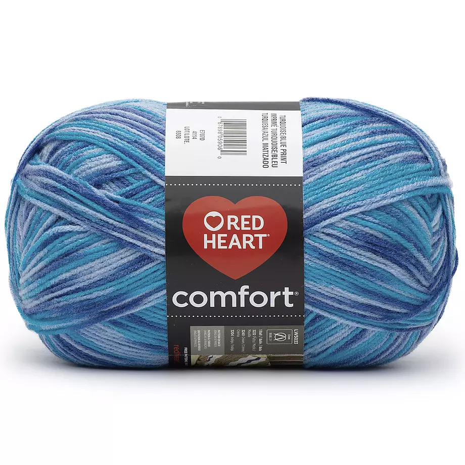 Red Heart Comfort - Yarn,  turquoise/blue print