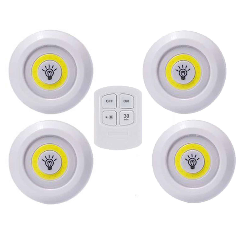 Remote controlled wireless COB lighting system, pk. of 4