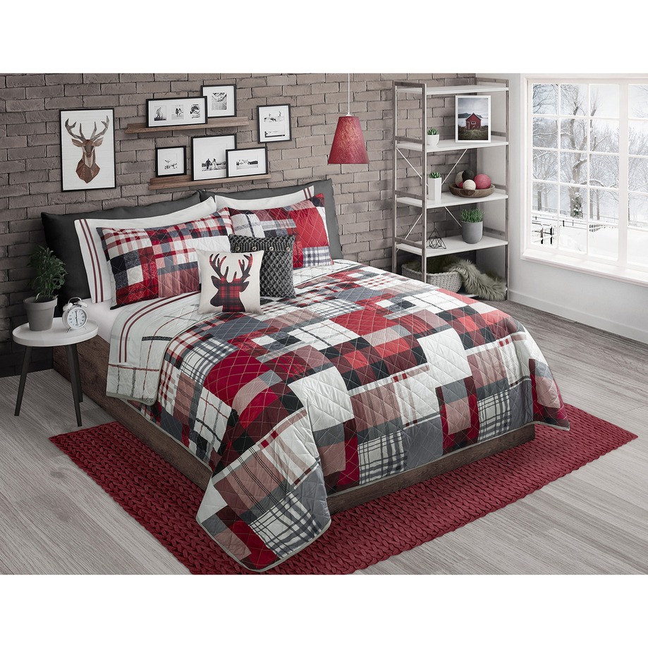 Reversible quilt set - New forest patchwork