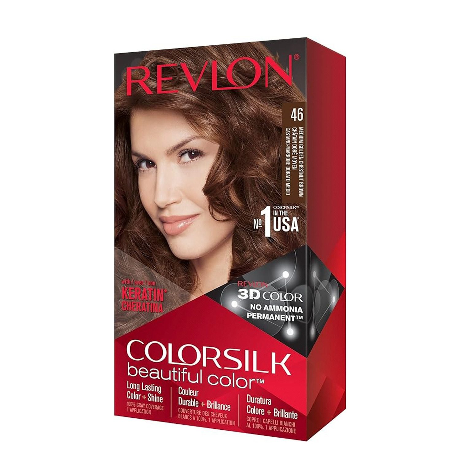 Revlon - Colorsilk Beautiful Color, permanent hair colour - 46 Medium Golden Chestnut Brown
