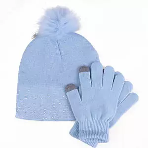 Rhinestone detail hat & glove set