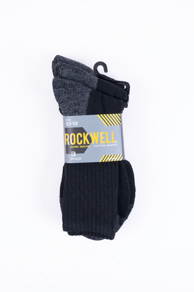 Rockwell - Bas de travail en coton mélangé pour hommes, 3 paires