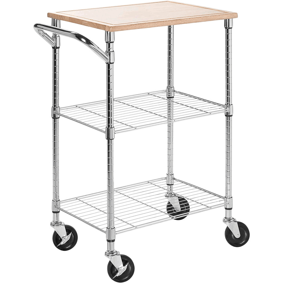 Rolling kitchen cart with cutting board
