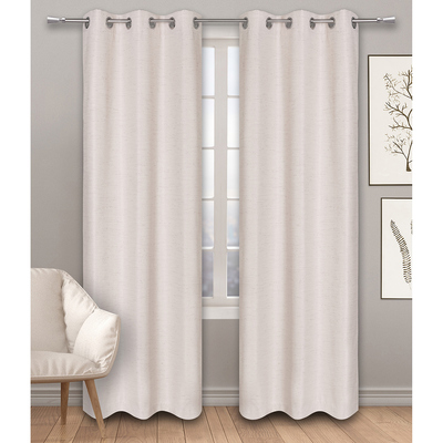 Room darkening linen curtain with metal grommets, 37"x84" - Natural