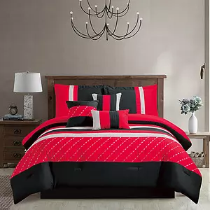 Rosso, 7 pcs striped comforter set