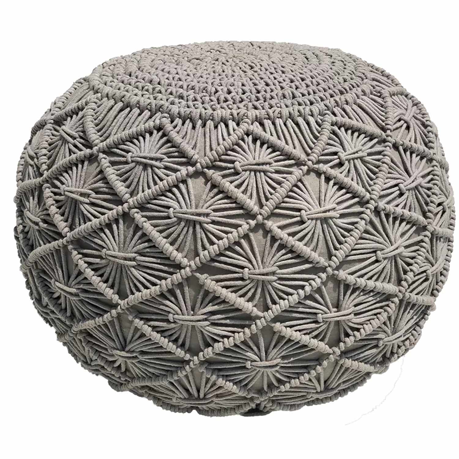 Round knit pouf, grey